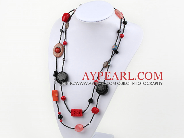 fashion long style multi color stone coral necklace