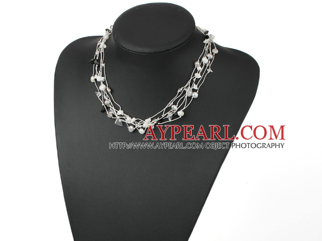 pearl crystal stone necklace