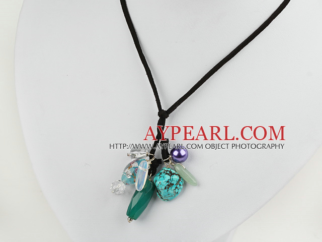 colored glaze crystal turquoise necklace