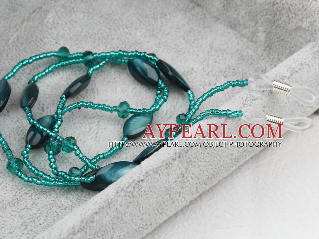 Green Crystal and Shell Long Necklace