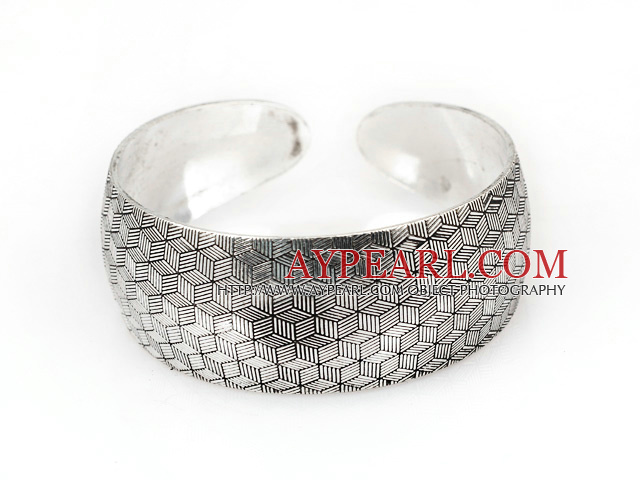 Fashion Style Carved Geometric Patterns Bold Adjustable Metal Bangle Bracelet