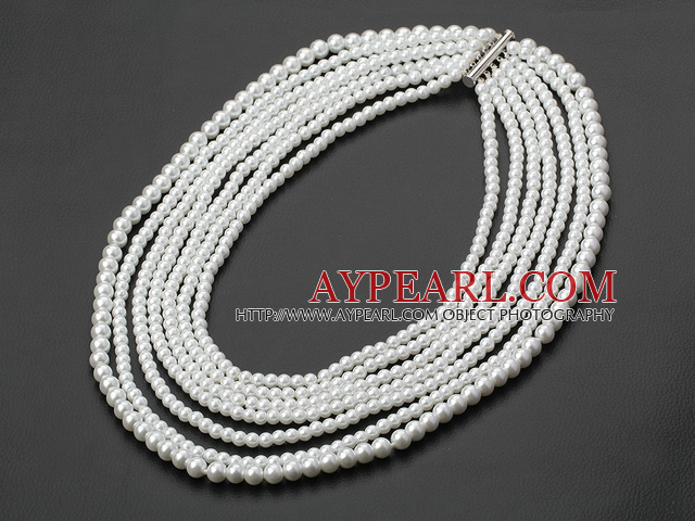 hot costume jewelry multi strand white shell beads necklace with flower