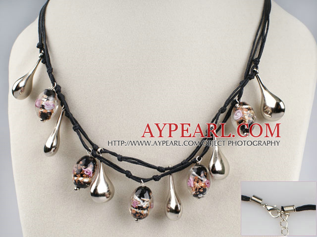 new style colored glaze neckalce with extendable chain