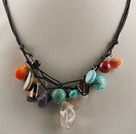 multi color gemstone necklace with lobster clasp