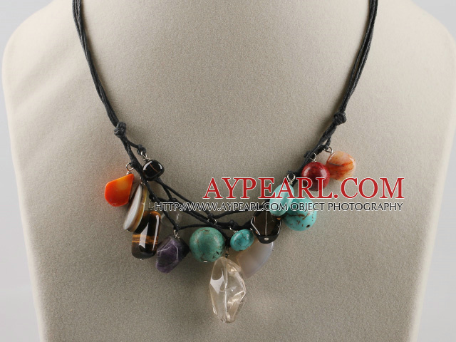 multi color gemstone necklace with lobster clasp