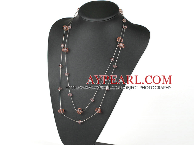 51.2 inches stunning pink manmade crystal necklace