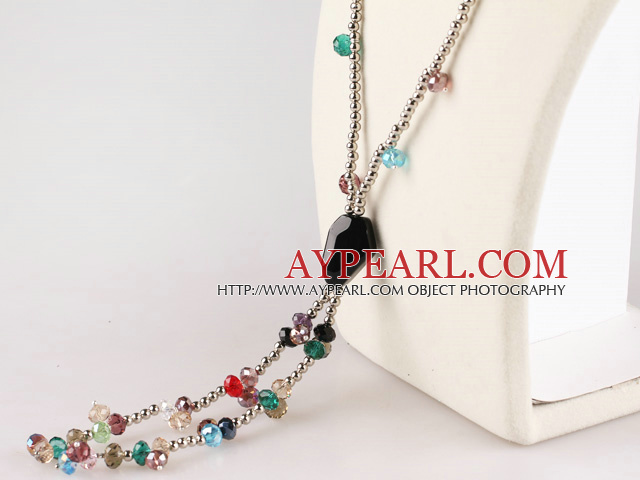 colorful crystal and agate necklace