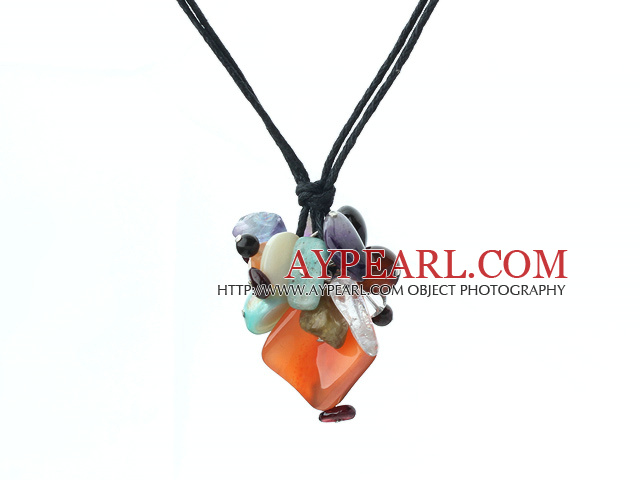 multi color gemstone necklace with extendable chain