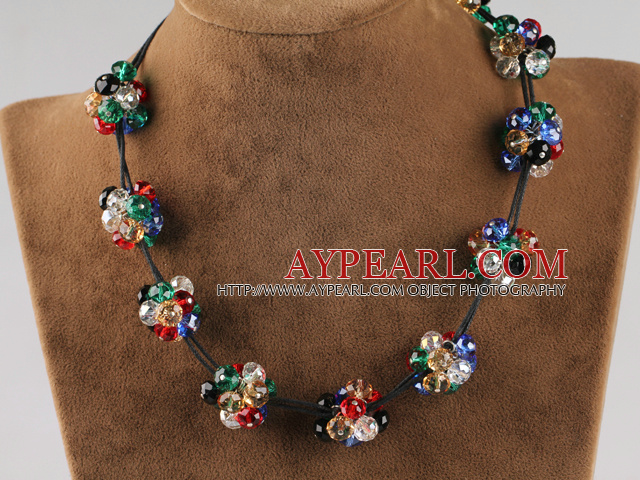 cluster style colorful crystal necklace with extendable chain