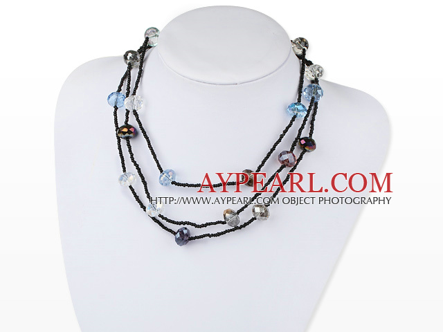 55.1 inches long style 10*14mm multi color crystal necklace