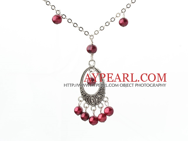 18.1 inches 6-7mm bright red pearl necklace