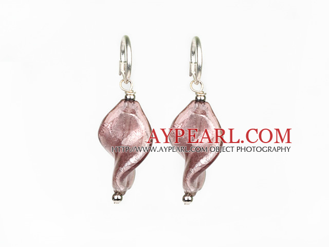 Purple Color Woven Shape Colored Glaze Earrings