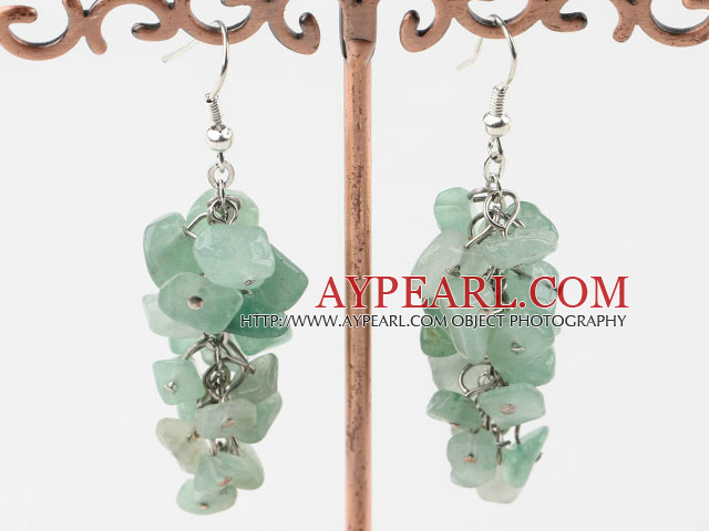 Favorite Chipped Aventurine Loops Link Dangle Earrings With Fish Hook