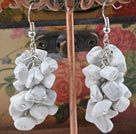 Lovely Cluster Chipped Howlite White Turquoise Dangle Earrings