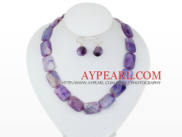 16*24mm purple agate necklace with matched earrings