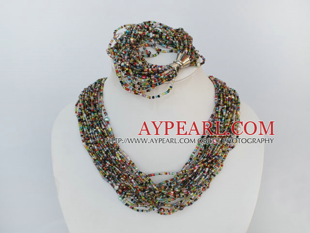 3-4mm seven colored pearl and glass beads set with magnetic clasp