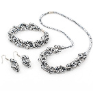 fashion sparkly crystal set(necklace, bracelet, earrings) with magnetic clasp