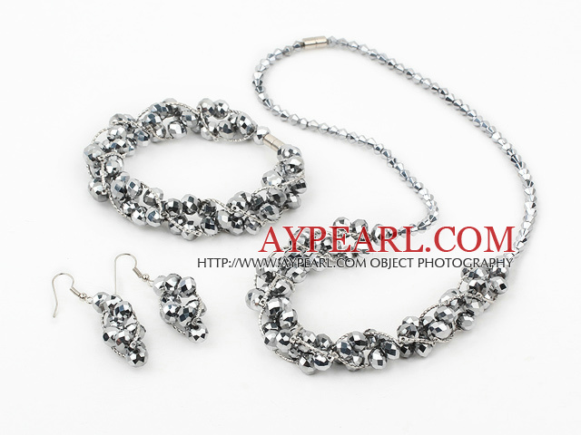 fashion sparkly crystal set(necklace, bracelet, earrings) with magnetic clasp