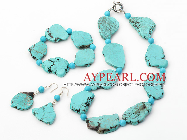 burst pattern turquoise set(necklace, bracelet and earrings)