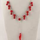 Y shape bolldstone necklace red pepper shape pendant with extendable chain