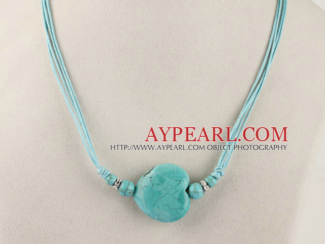 lovely 17.7inches heart turquoise nekclace with extendable chain