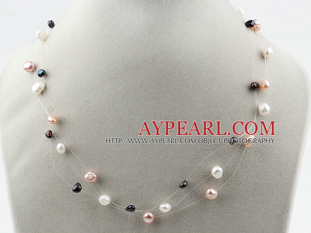 Fancy Style Multi Color Freshwater Pearl Bridal Necklace