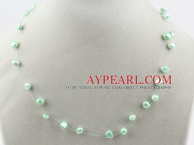 Fancy Style Light Green Freshwater Pearl Bridal Necklace