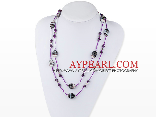 long style 47.2 inches colored glaze and crystal necklace