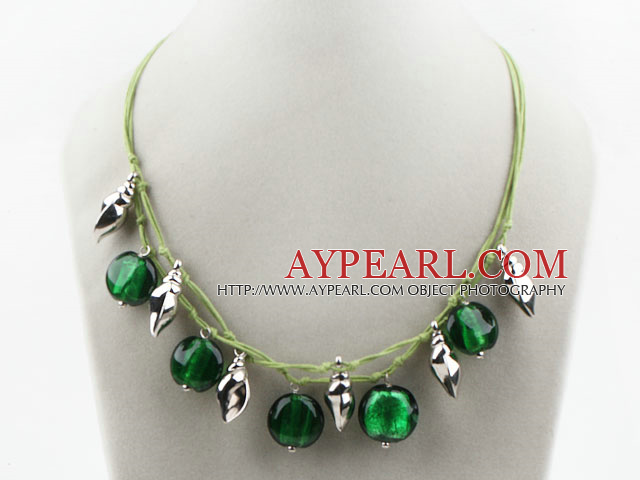 lovely green colored glaze necklace with extendable chain