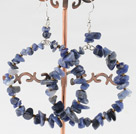 Large-Diameter Circle Sodalite Chips Dangle Earrings With Fish Hook