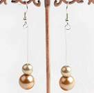 Lovely Long Dangling Style Gold Round Shell Beads Drop Earrings