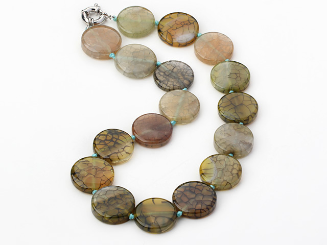 17.5 inches 24mm serpentine agate necklace