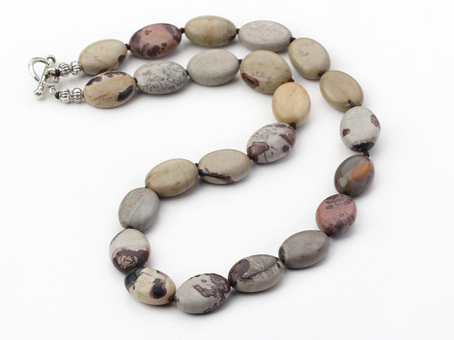 17.5 inches 14*18mm plum stone necklace with toggle clasp