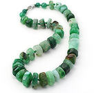 Single Strand Brazil Wheel Shape Green Burst Pattern Agate Knotted Necklace