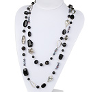 long style 55.1 inches exquisite black agate  necklace
