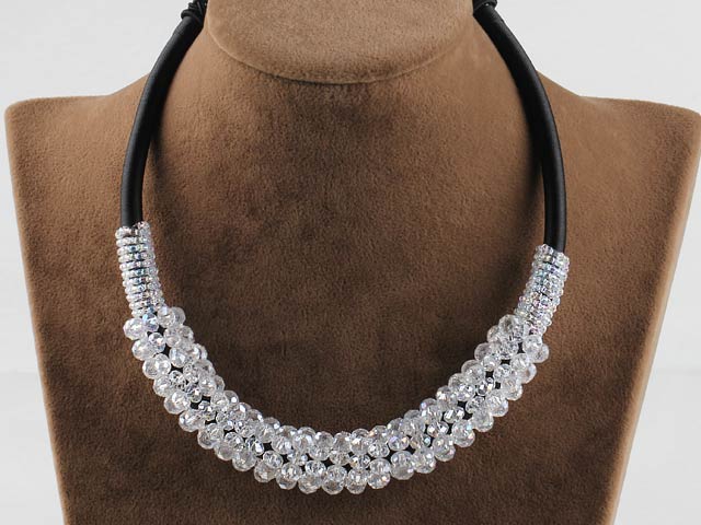 popular style 16.9 inches clear crystal beaded necklace 