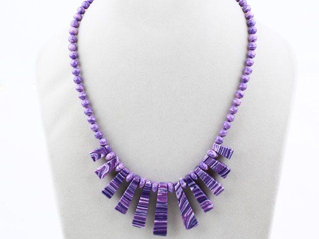 New Design Fan Shape Purple Taiwan Turquoise Necklace