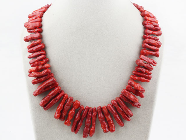 Big Style Branch Shape Red Sponge Coral Necklace with Moonlight Clasp