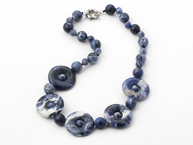 Assorted Round and Donuts Shape Sodalite Necklace