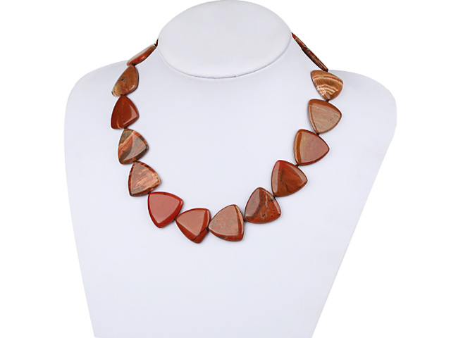 Triangle Shape Red Jasper Necklace with Lobster Clasp