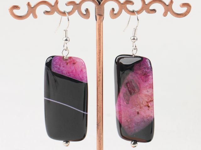 chunky style purple crystallize agate earrings