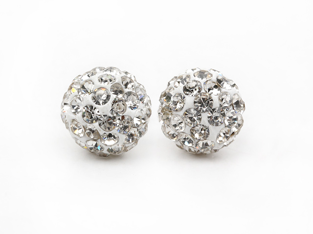 Fashion Style White Rhinestone Ball Studs Earrings