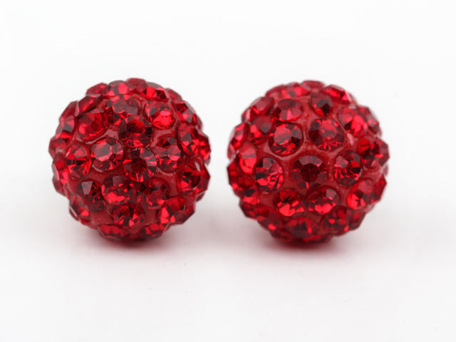 Fashion Style Red Rhinestone Ball Studs Earrings