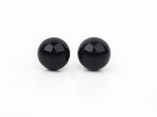 Simple Design 8mm Round Black Agate Studs Earrings