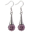 Fashion Simple Style 10mm Purple Polymer Clay Rhinestone Horn Charm Earrings With Fish Hook