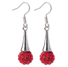 Fashion Simple Style 10mm Red Polymer Clay Rhinestone Horn Charm Earrings With Fish Hook