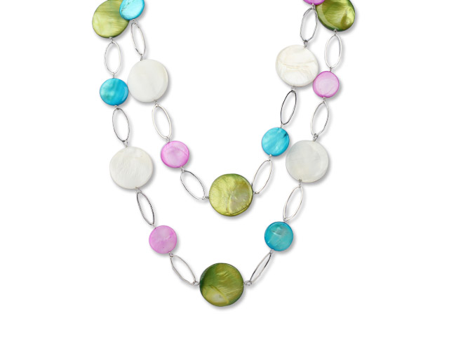 47.2 inches long style multi color shell disc necklace