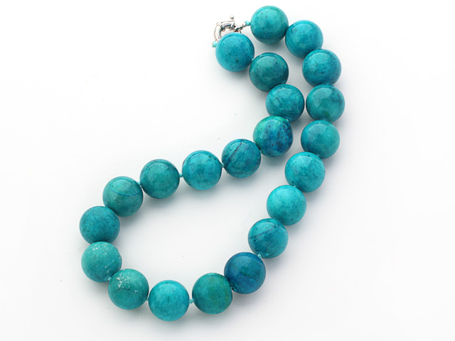 18mm round blue spider stone necklace with moonlight clasp