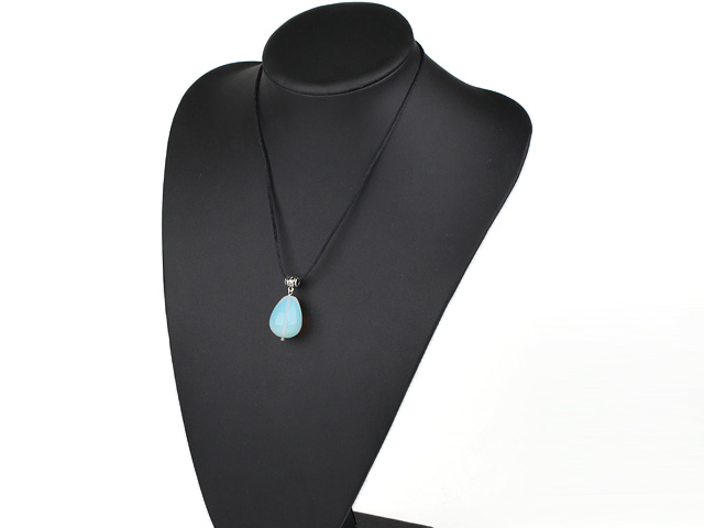 Popular Tear Drop Opal Pendant Necklace With Black Cords