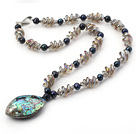 17.5 inches colored glaze and abalone shell  necklace